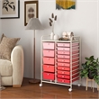 Pemberly Row 15 Drawer Rolling Storage Cart Mobile Cart Organizer Pink