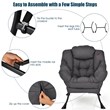 Pemberly Row Polyester Fabric Lazy Chair Single Sofa Chair w/ Side Pocket Gray