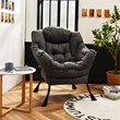 Pemberly Row Polyester Fabric Lazy Chair Single Sofa Chair w/ Side Pocket Gray