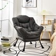 Pemberly Row Polyester Fabric Lazy Chair Single Sofa Chair w/ Side Pocket Gray