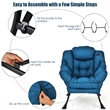 Pemberly Row Polyester Fabric Lazy Chair Single Sofa Chair w/ Side Pocket Navy