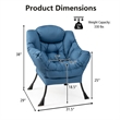 Pemberly Row Polyester Fabric Lazy Chair Single Sofa Chair w/ Side Pocket Navy