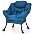 Pemberly Row Polyester Fabric Lazy Chair Single Sofa Chair w/ Side Pocket Navy
