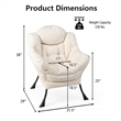 Pemberly Row Polyester Fabric Lazy Chair Single Sofa Chair w/ Side Pocket Beige
