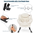 Pemberly Row Polyester Fabric Lazy Chair Single Sofa Chair w/ Side Pocket Beige