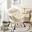 Pemberly Row Polyester Fabric Lazy Chair Single Sofa Chair w/ Side Pocket Beige