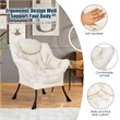 Pemberly Row Polyester Fabric Lazy Chair Single Sofa Chair w/ Side Pocket Beige