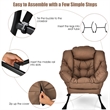 Pemberly Row Polyester Fabric Lazy Chair Single Sofa Chair w/ Side Pocket Brown