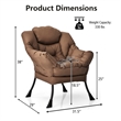 Pemberly Row Polyester Fabric Lazy Chair Single Sofa Chair w/ Side Pocket Brown