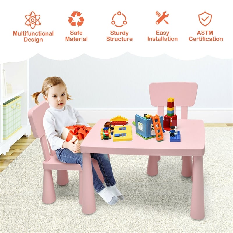 Pemberly Row Kids Table & 2 Chairs Set Toddler Activity Play Dining Baby Gift