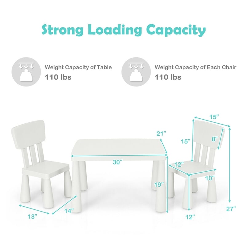 Pemberly Row Kids Table & 2 Chairs Set Toddler Activity Play Dining Baby Gift