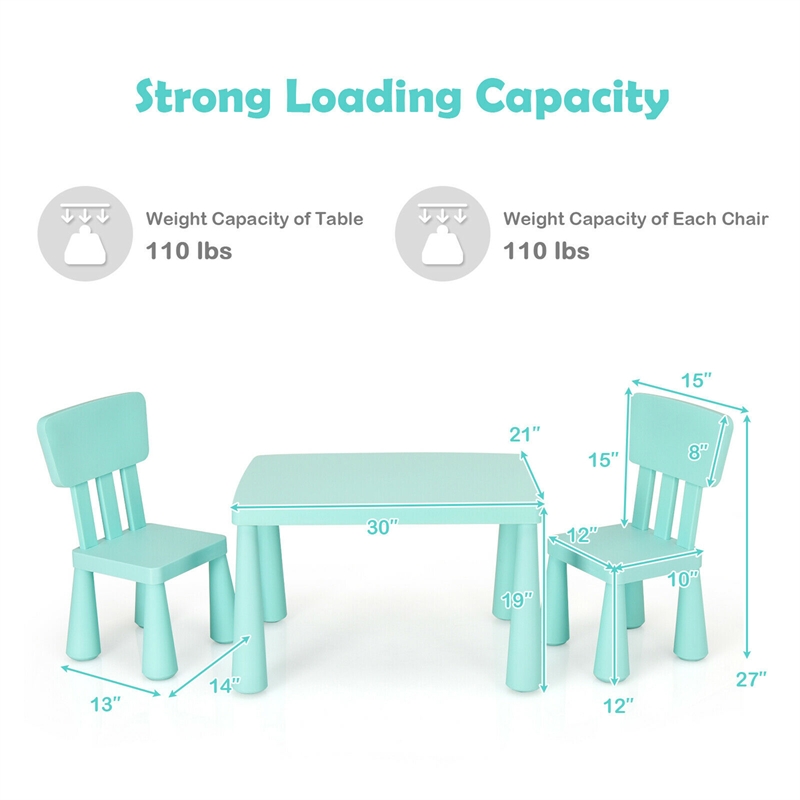 Pemberly Row Kids Table & 2 Chairs Set Toddler Activity Play Dining Baby Gift