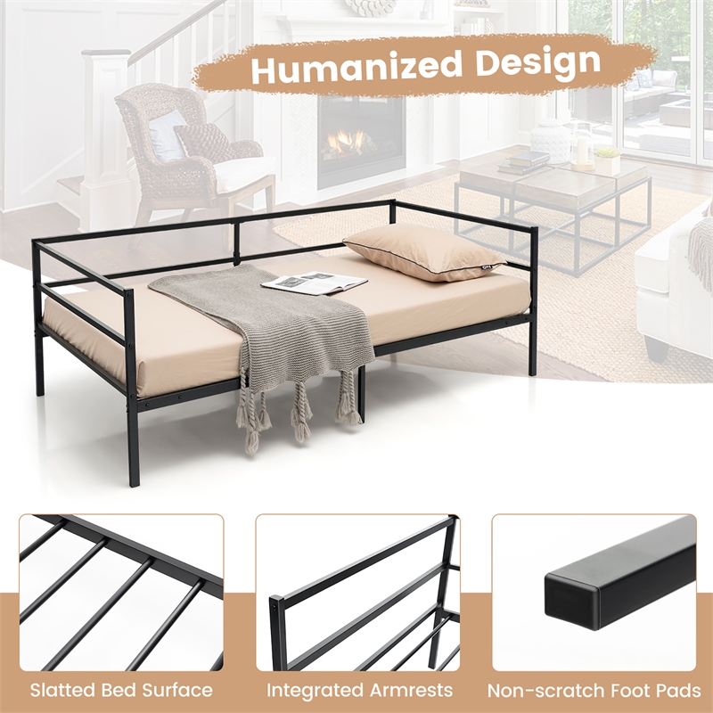Pemberly Row Twin Daybed Sofa Bed Frame Metal Platform Black