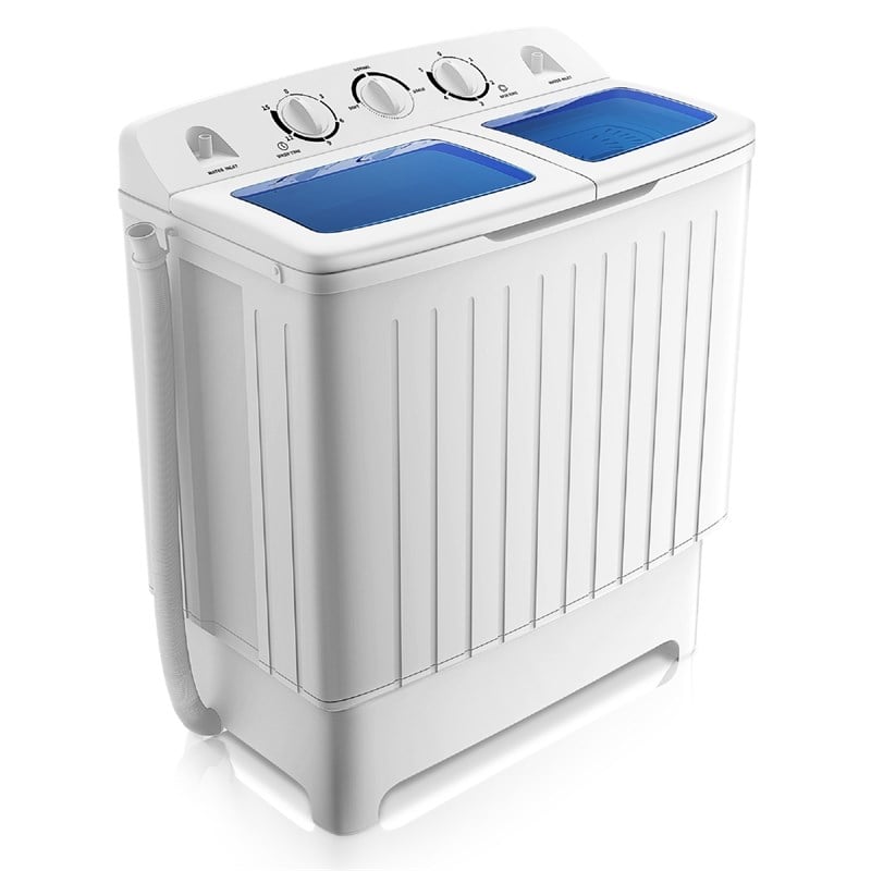 Pemberly Row Portable Mini Compact Twin Tub 20lb Washing Machine White