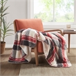 Pemberly Row Mid-Century Faux Mohair to Sherpa Fabric Throw in Red