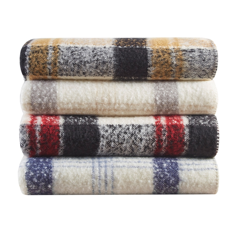 Pemberly Row Mid-Century Faux Mohair to Sherpa Fabric Throw in Red