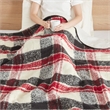 Pemberly Row Mid-Century Faux Mohair to Sherpa Fabric Throw in Red