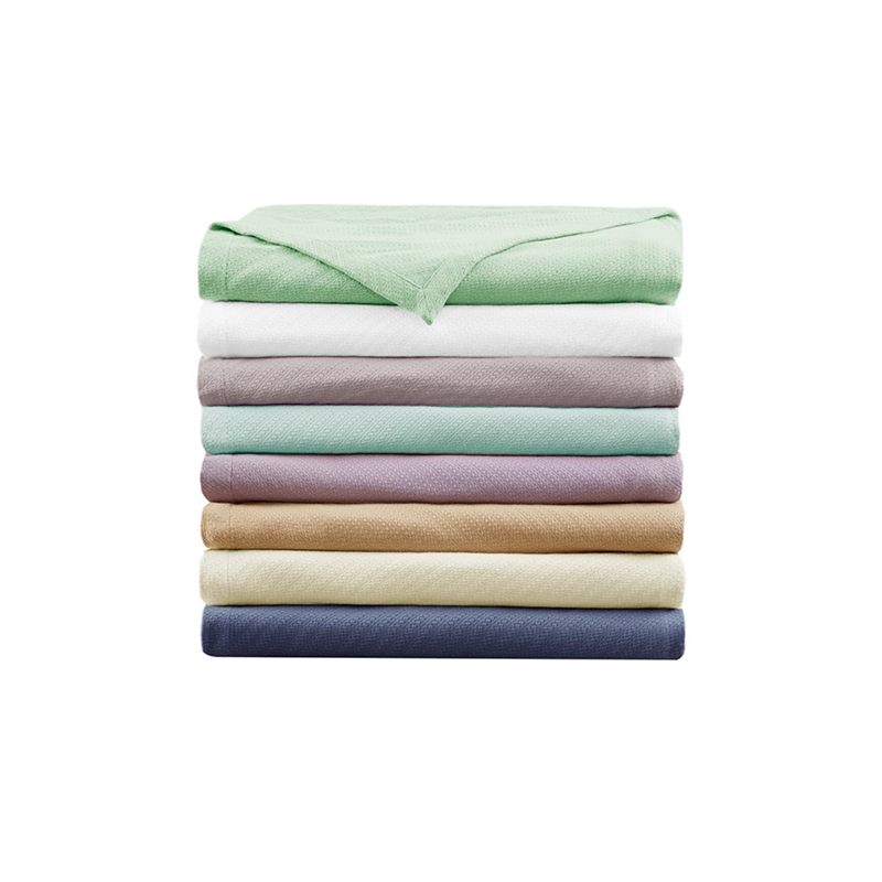 Pemberly Row Modern Ring Spun Soft Cotton King Blanket in Navy