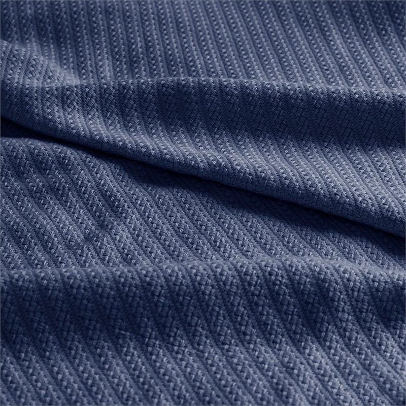 Pemberly Row Modern Ring Spun Soft Cotton King Blanket in Navy