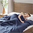 Pemberly Row Modern Ring Spun Soft Cotton King Blanket in Navy