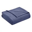 Pemberly Row Modern Ring Spun Soft Cotton King Blanket in Navy