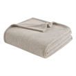Pemberly Row Soft Faux Feathersoft Fabric King Blanket in Taupe