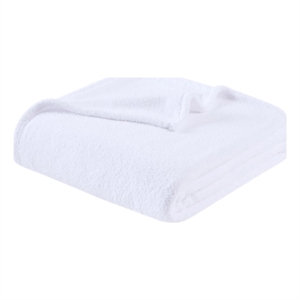 Pemberly Row Soft Faux Feathersoft Fabric King Blanket in White