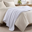 Pemberly Row Soft Faux Feathersoft Fabric Full/Queen Blanket in White