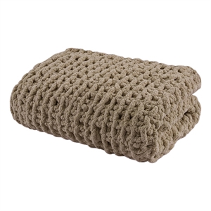 Pemberly Row 50 x 60&quot Contemporary Chenille Chunky Knit Throw in Brown