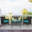 Pemberly Row 4PCS Patio Rattan Furniture Set Cushioned Sofa Turquoise