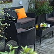 Pemberly Row 4PCS Patio Rattan Furniture Set Cushioned Sofa Gray