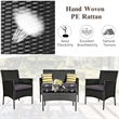 Pemberly Row 4PCS Patio Rattan Furniture Set Cushioned Sofa Gray