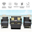Pemberly Row 4PCS Patio Rattan Furniture Set Cushioned Sofa Gray Cushions