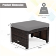 Pemberly Row 2PCS Patio Rattan Ottoman Seat Foot Rest Furniture Gray