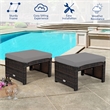 Pemberly Row 2PCS Patio Rattan Ottoman Seat Foot Rest Furniture Gray