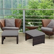 Pemberly Row 2PCS Patio Rattan Ottoman Seat Foot Rest Furniture Gray