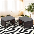 Pemberly Row 2PCS Patio Rattan Ottoman Seat Foot Rest Furniture Gray
