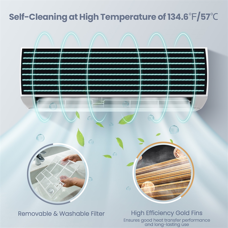 Pemberly Row 12000 BTU Air Conditioner &Heater Wall Mounted AC Unit White