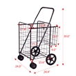 Pemberly Row Folding Shopping Cart Jumbo Basket Grocery Laundry Travel Black