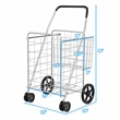 Pemberly Row Folding Shopping Cart Jumbo Basket Grocery Laundry Travel Silver