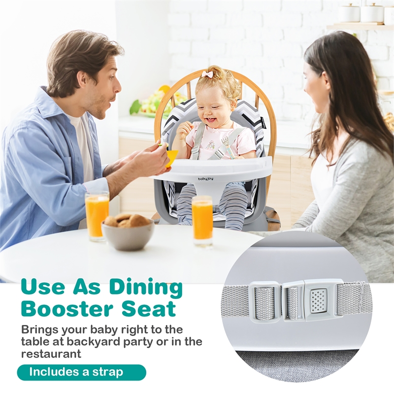 Pemberly Row 8 in 1 Baby High Chair Convertible Dining Booster Seat Strip