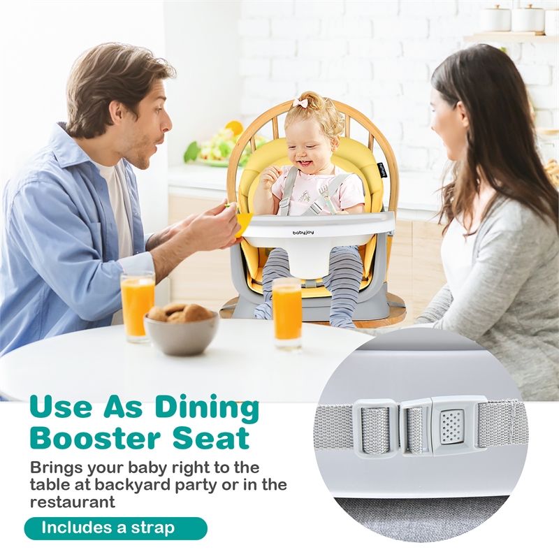 Pemberly Row 8 in 1 Baby High Chair Convertible Dining Booster Seat Yellow
