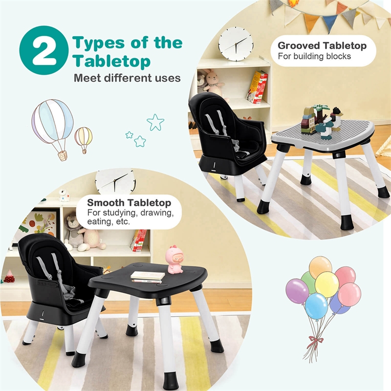 Pemberly Row 8 in 1 Baby High Chair Convertible Dining Booster Seat Black