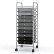 Pemberly Row 10 Drawer Rolling Storage Cart Paper Office School Organizer Black
