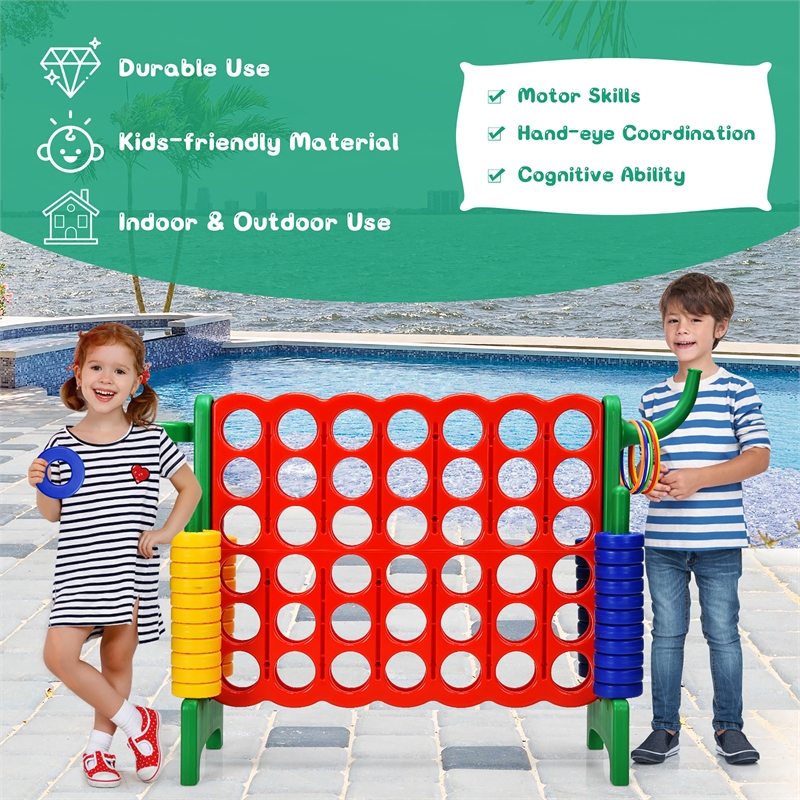 Pemberly Row 4 in A Row Giant Game Set w/Basketball Hoop for Family Green