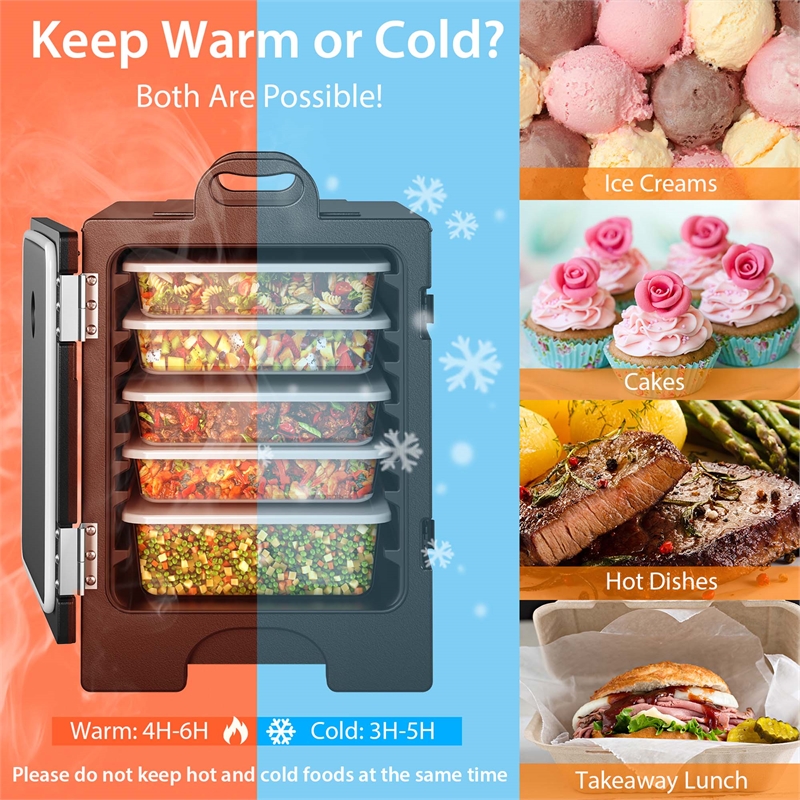 Pemberly Row End Loading Insulated Food Pan Carrier 5 Food Pan Capacity Black