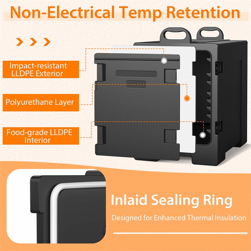 Pemberly Row End Loading Insulated Food Pan Carrier 5 Food Pan Capacity Black