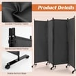 Pemberly Row 4 Panel Folding Room Divider 6FT Rolling Privacy Screen Gray
