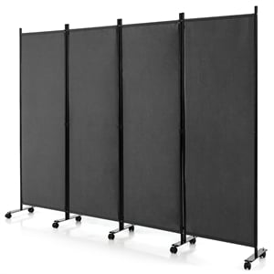Pemberly Row 4 Panel Folding Room Divider 6FT Rolling Privacy Screen Gray