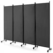 Pemberly Row 4 Panel Folding Room Divider 6FT Rolling Privacy Screen Gray